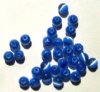 30 6mm Round Light Sapphire Fiber Optic Cats Eye Beads